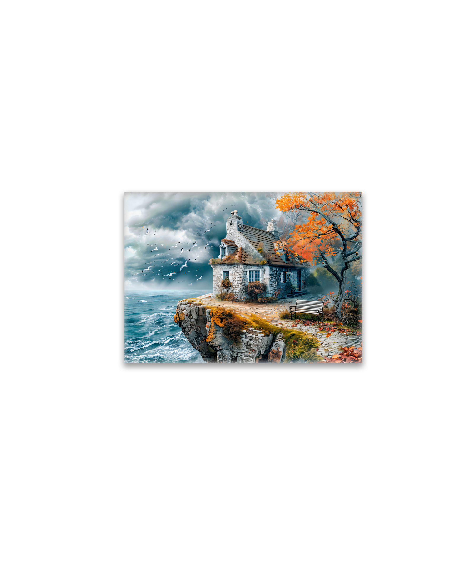 raxxa Glas-Magnet: Cliffside Cottage Over Stormy Sea