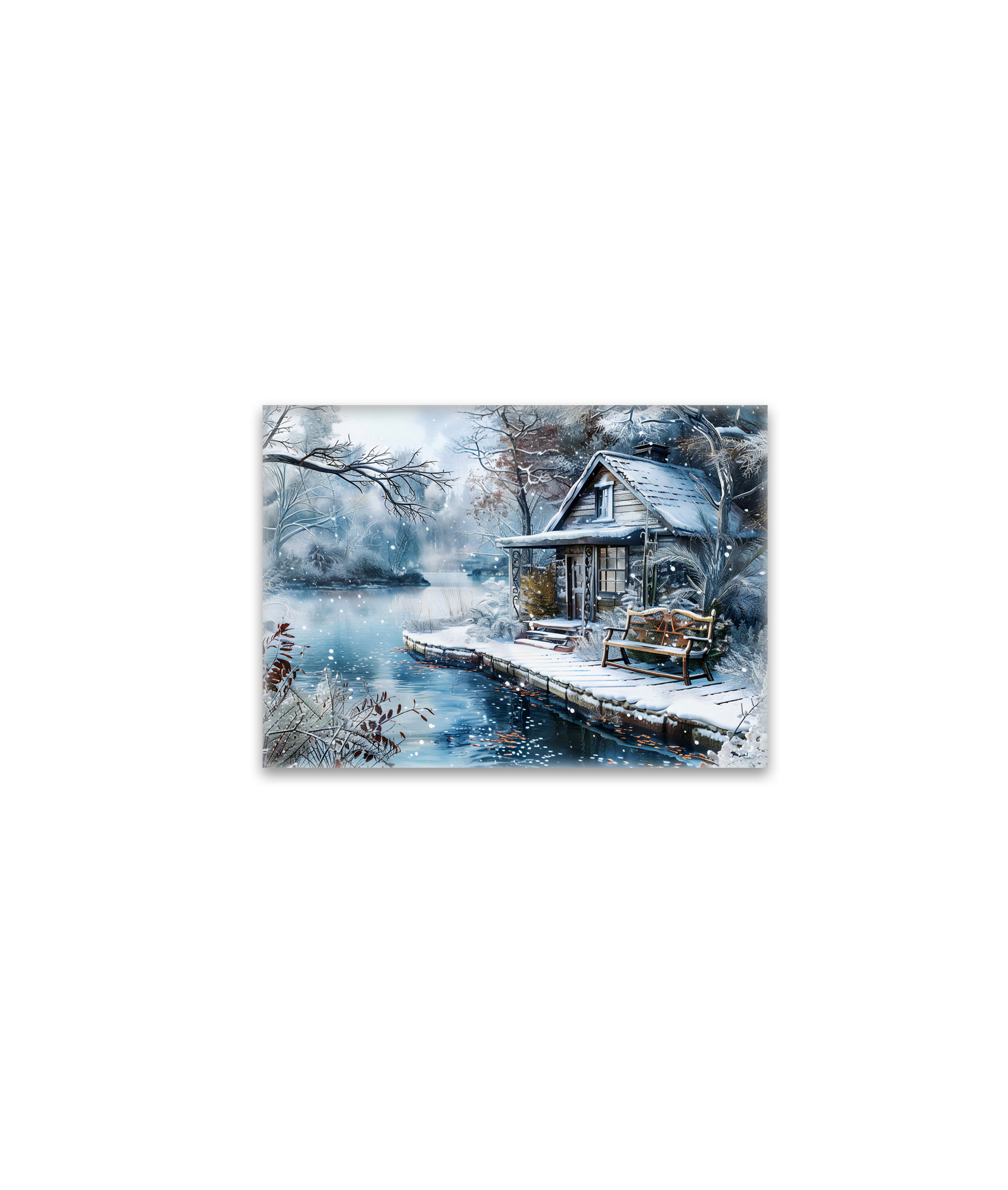 raxxa Glas-Magnet: Old Mill by Frosty River in Winter Illustration