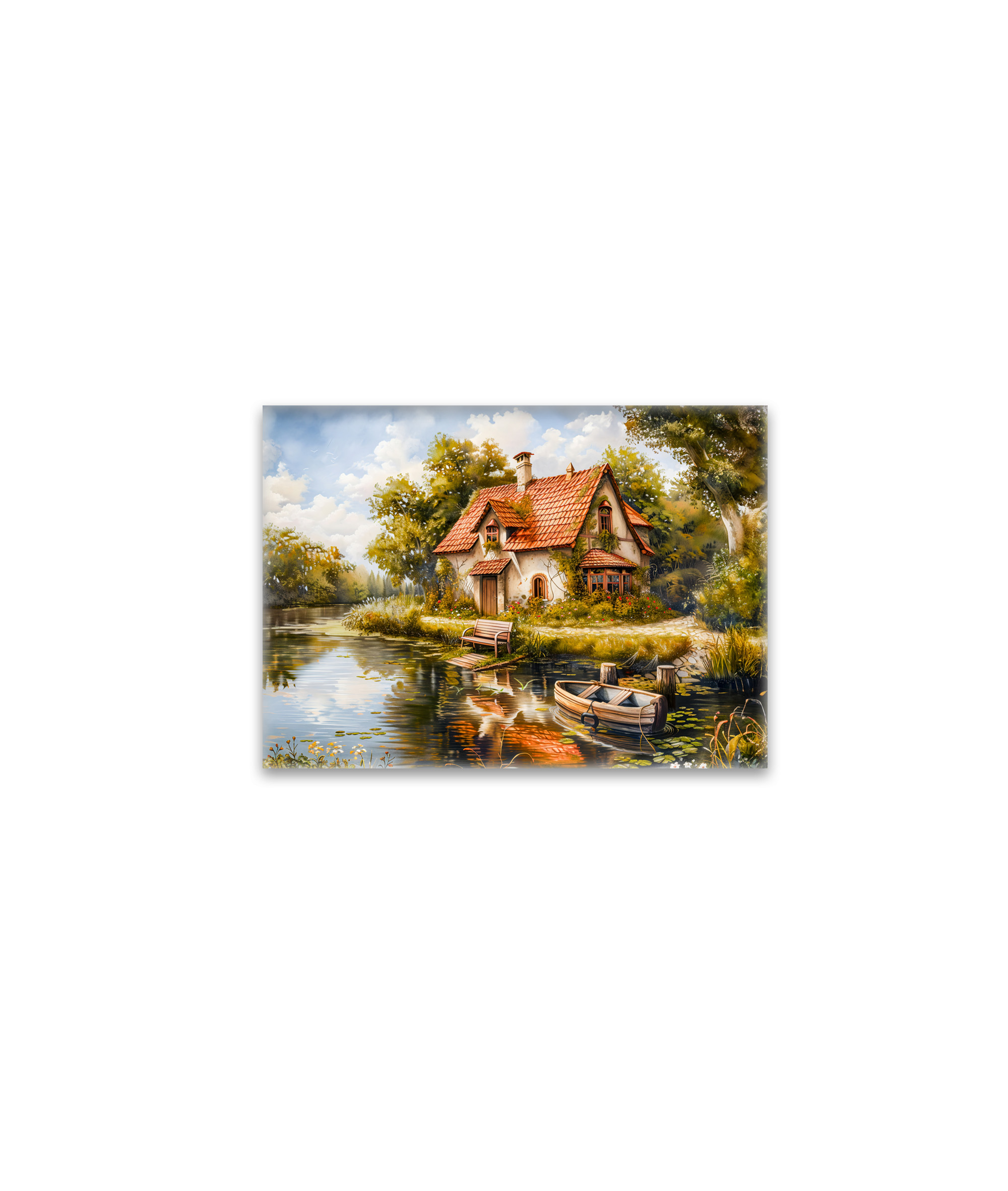raxxa Glas-Magnet: Lakeside Cottage with Rowboat