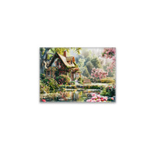 raxxa Glas-Magnet: Whimsical Cottage with Rhododendrons and Pond