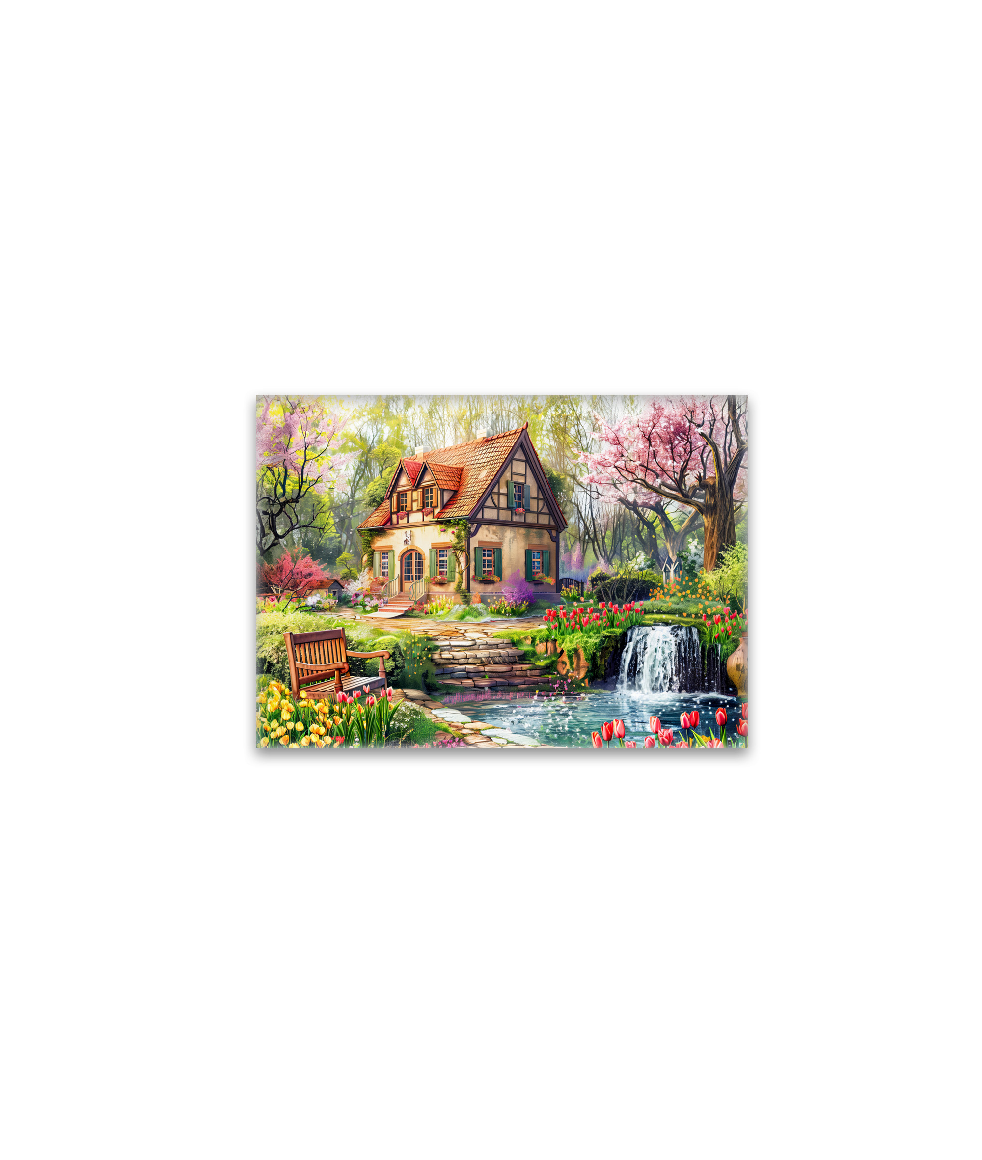 raxxa Glas-Magnet: Spring Cottage with Blooming Tulips