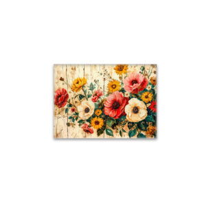 raxxa Glas-Magnet: Wild Roses and Poppies on Rustic Wood