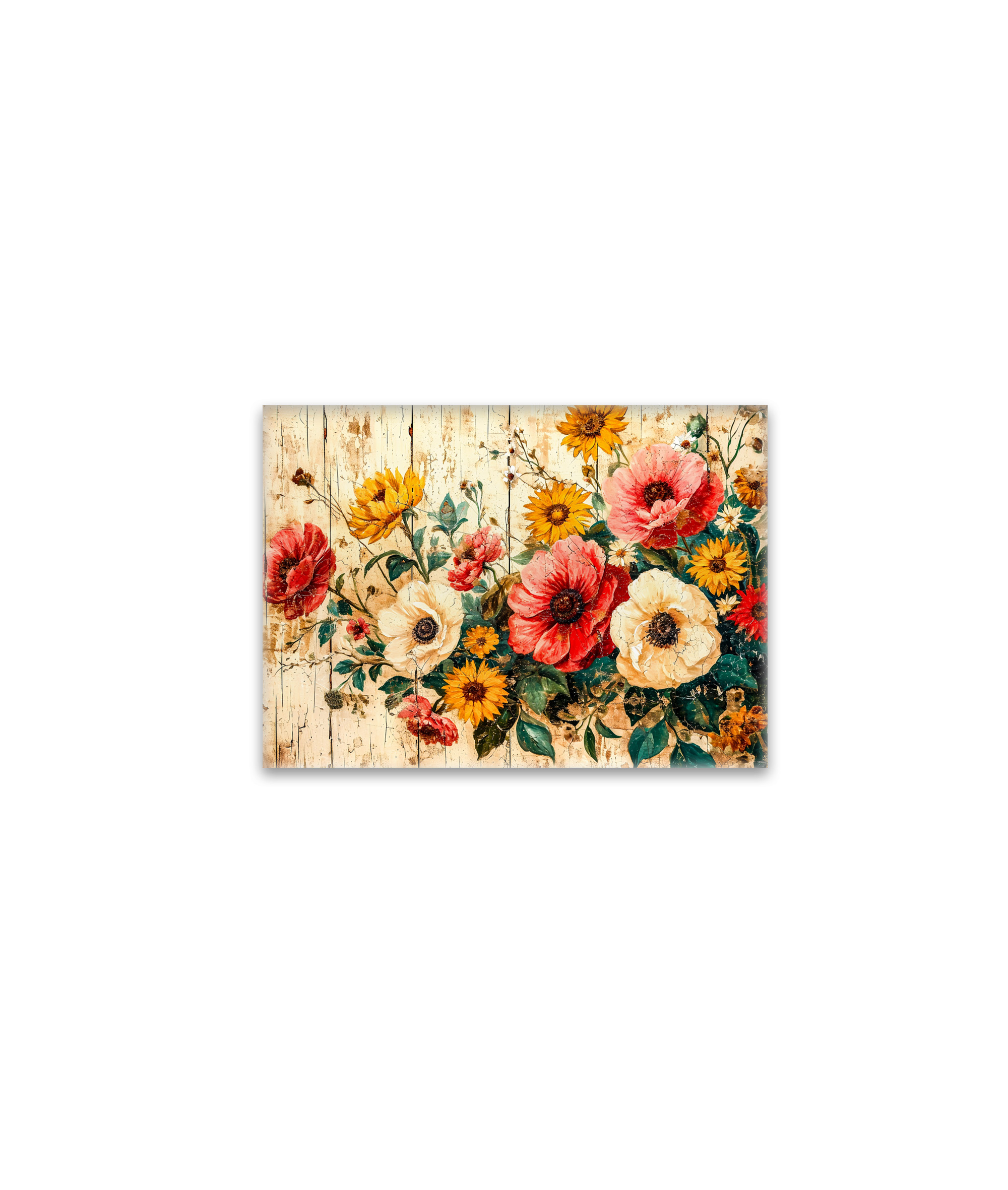 raxxa Glas-Magnet: Wild Roses and Poppies on Rustic Wood