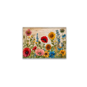 raxxa Glas-Magnet: Poppies and Wildflowers on Soft Rustic Wood