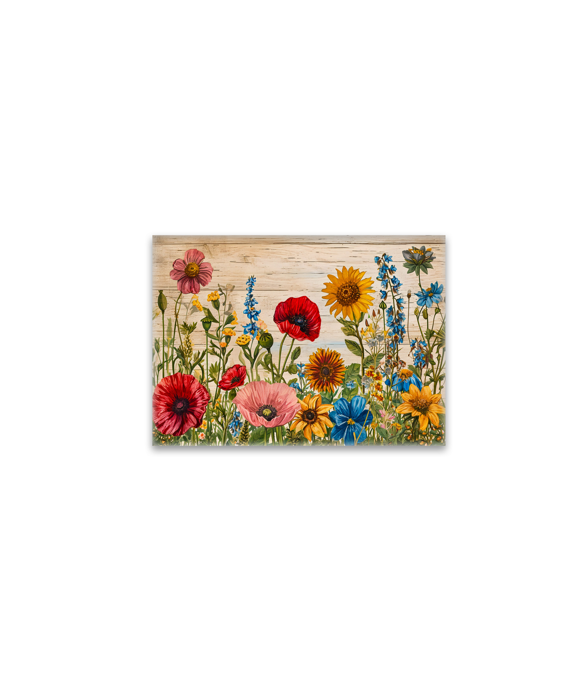 raxxa Glas-Magnet: Poppies and Wildflowers on Soft Rustic Wood