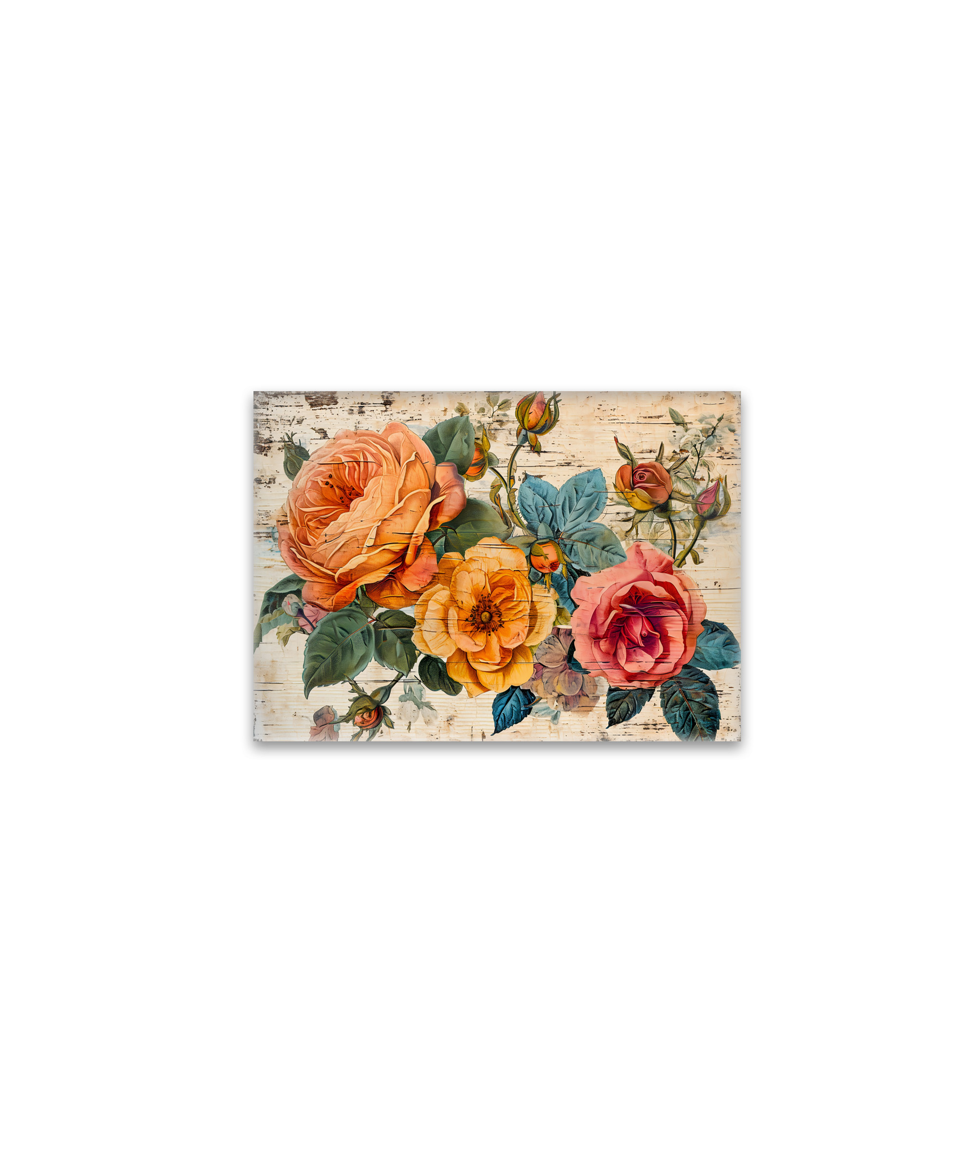 raxxa Glas-Magnet: Orange and Pink Roses on Rustic Wood
