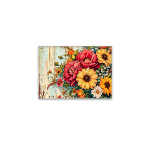 raxxa Glas-Magnet: Red and Yellow Garden Flowers on Wood