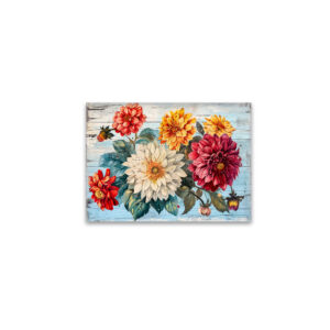 raxxa Glas-Magnet: Dahlia Garden Mix on Blue Wood