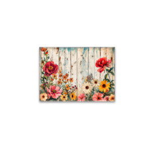 raxxa Glas-Magnet: Pink Poppies and Daisies on Blue Wood