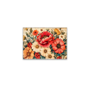 raxxa Glas-Magnet: Coral Poppies and Zinnias on Rustic Boards