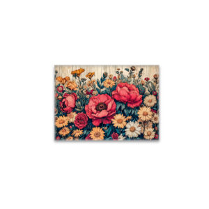 raxxa Glas-Magnet: Dahlia and Rose Garden Mix on Blue Wood