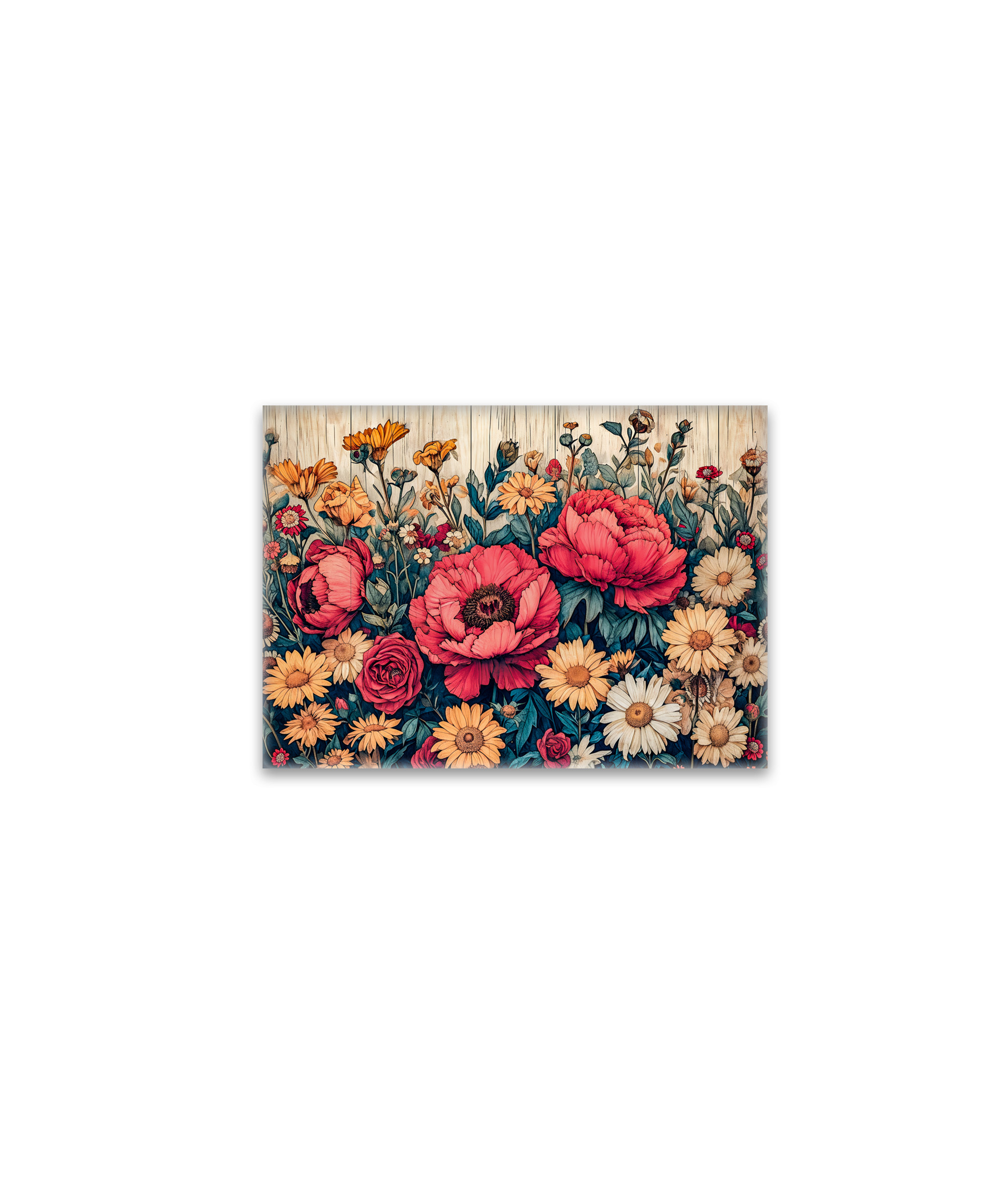 raxxa Glas-Magnet: Dahlia and Rose Garden Mix on Blue Wood