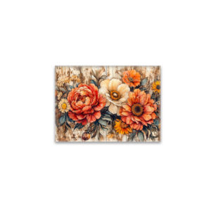 raxxa Glas-Magnet: Peonies and Marigolds on Dark Rustic Wood