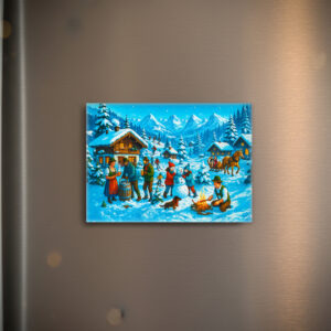 raxxa Glas-Magnet: Winter Fun in Alpine Village