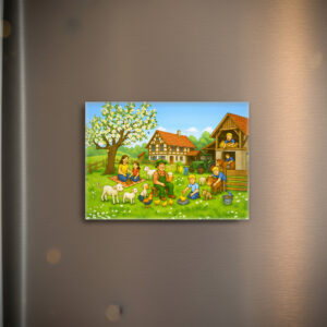 raxxa Glas-Magnet: Spring on Bavarian Farm with family and animals