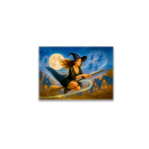 raxxa Glas-Magnet: Flying witch over village rooftops by full moon