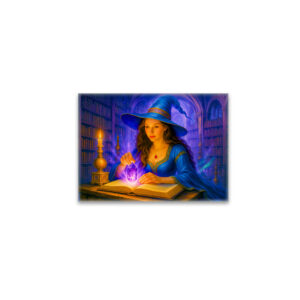 raxxa Glas-Magnet: Witch reading spellbook with glowing crystal