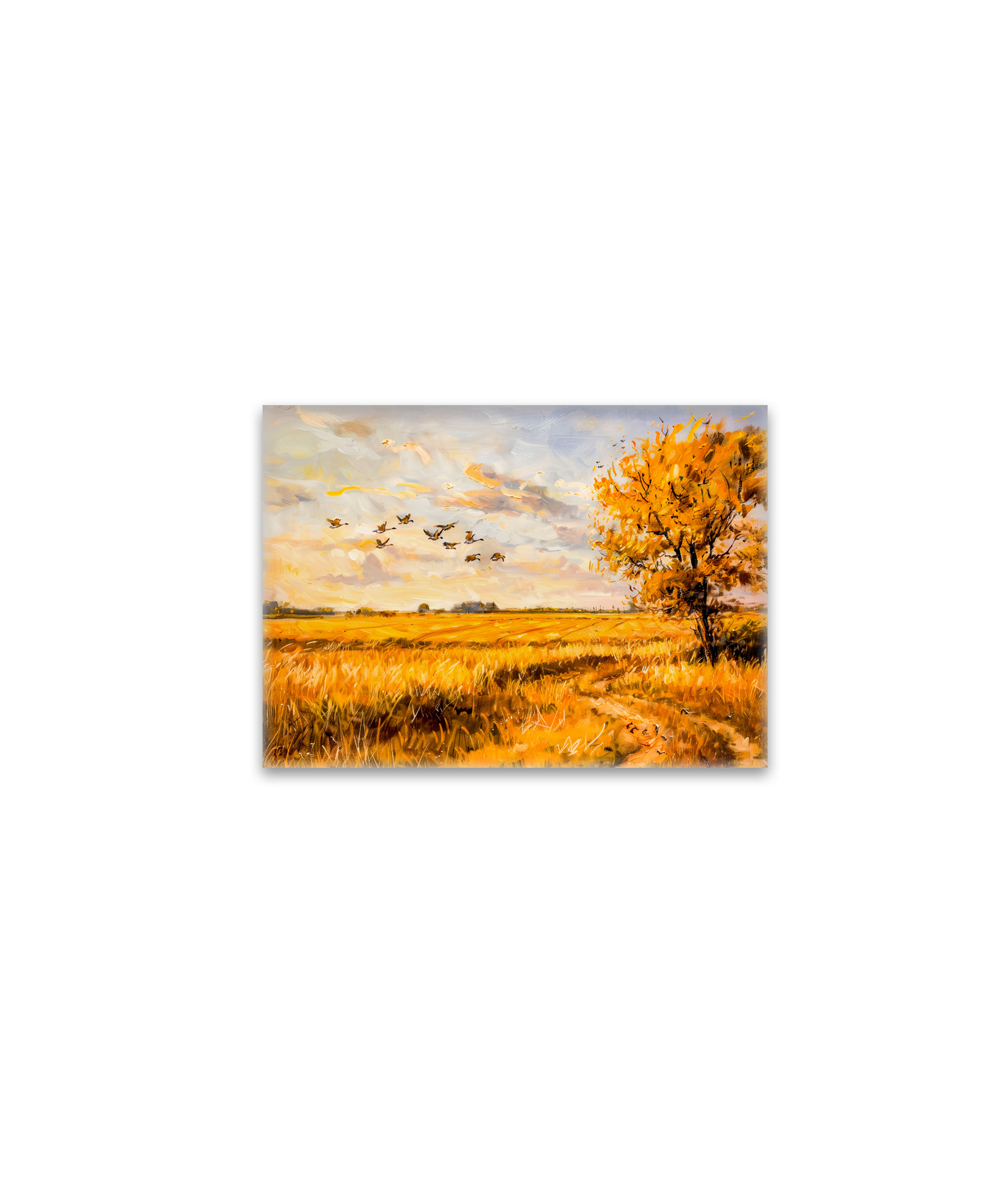 raxxa Glas-Magnet: Golden Landscape with Flying Birds over Havelland landscape