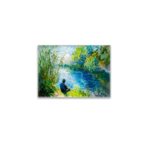 raxxa Glas-Magnet: fisherman sitting by the Havel riverbank on a warm summer day
