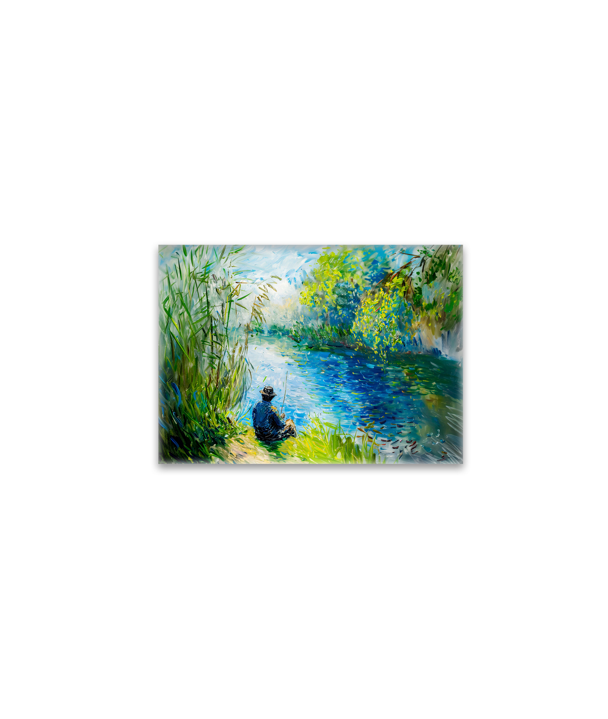 raxxa Glas-Magnet: fisherman sitting by the Havel riverbank on a warm summer day