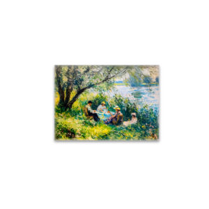 raxxa Glas-Magnet: family enjoying a picnic in a lush meadow on river