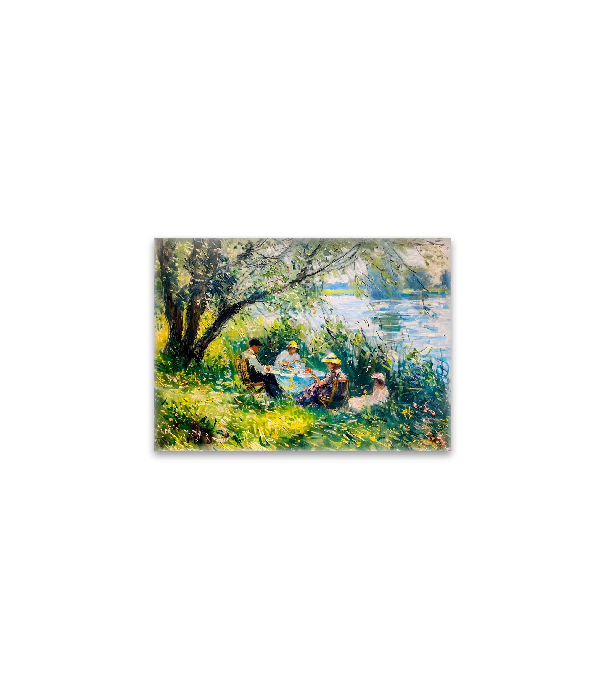 raxxa Glas-Magnet: family enjoying a picnic in a lush meadow on river