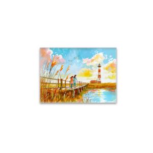 raxxa Glas-Magnet: watercolor painting Girls and Dog by Lighthouse Shore