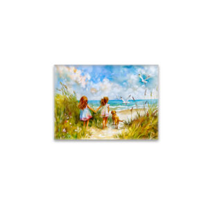 raxxa Glas-Magnet: Summer Beach Day with Girls and Dog
