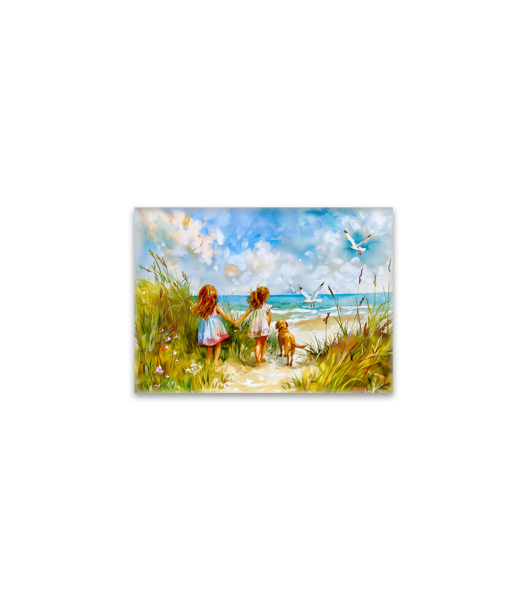 raxxa Glas-Magnet: Summer Beach Day with Girls and Dog