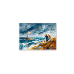 raxxa Glas-Magnet: Lighthouse View in Autumn Storm from Cliff