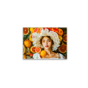raxxa Glas-Magnet: Woman with grape fruits and white summer hat portrait
