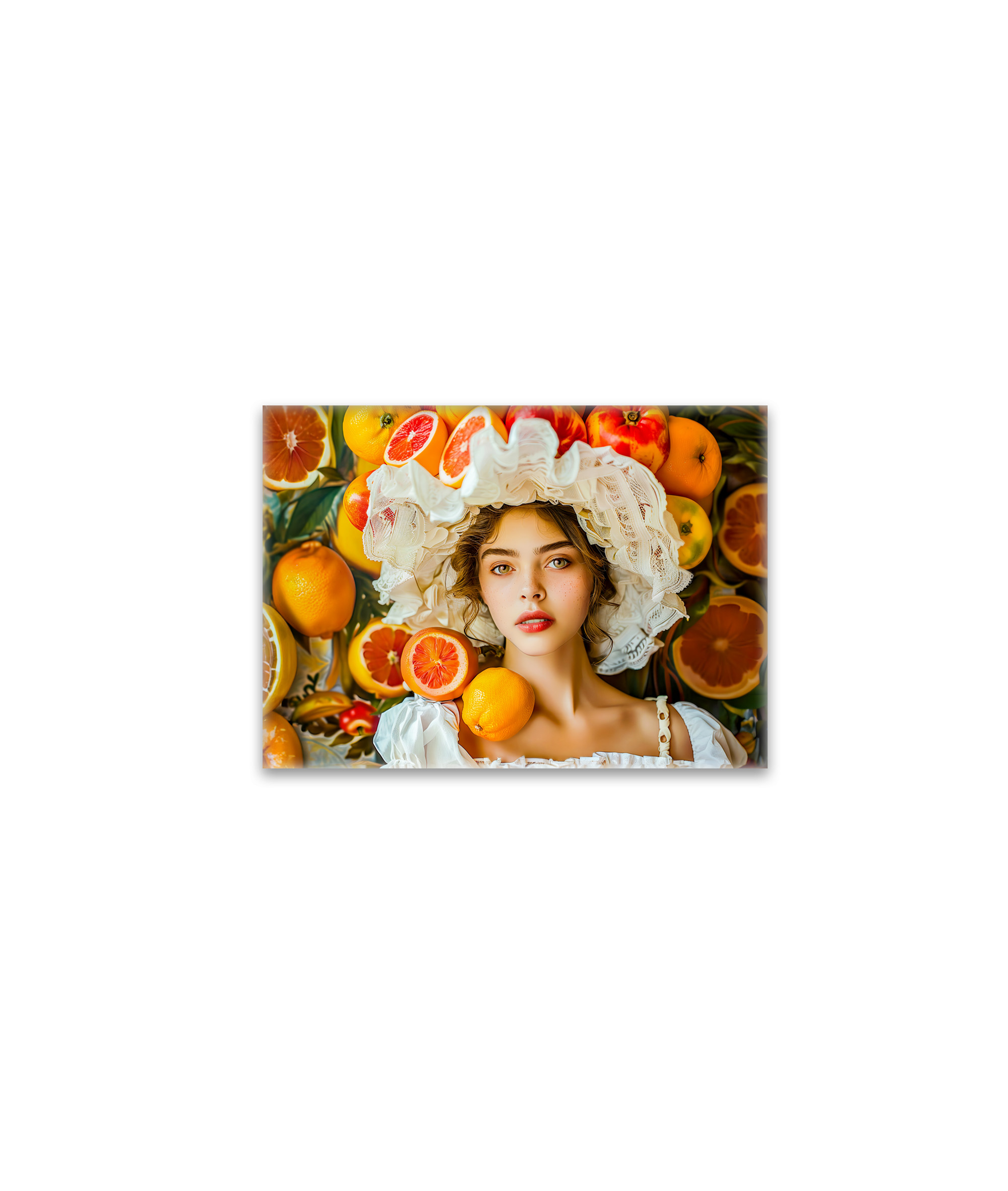 raxxa Glas-Magnet: Woman with grape fruits and white summer hat portrait