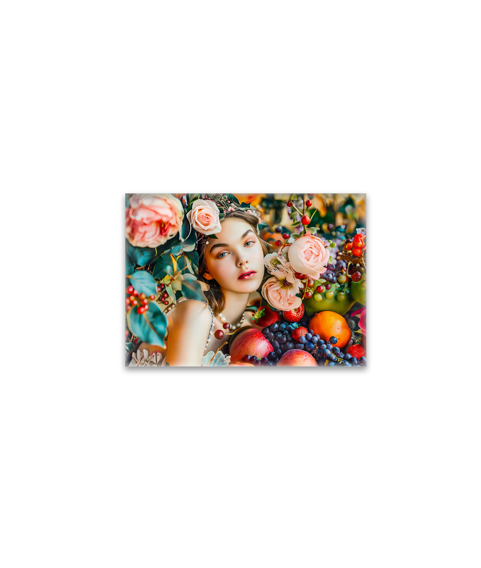raxxa Glas-Magnet: Woman with fruit and floral rose decor