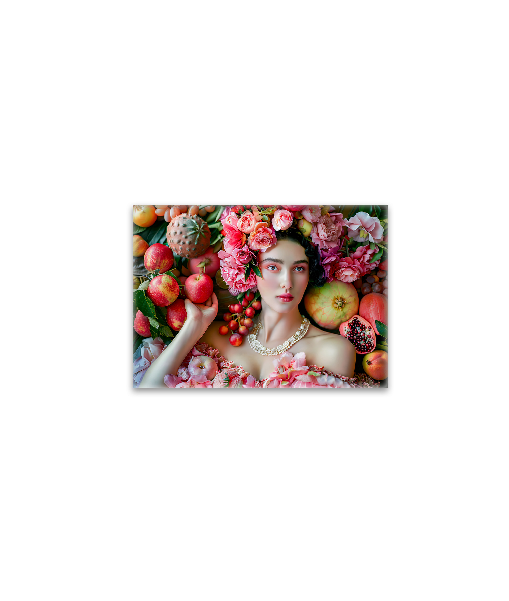raxxa Glas-Magnet: Woman in floral dress with fruit display