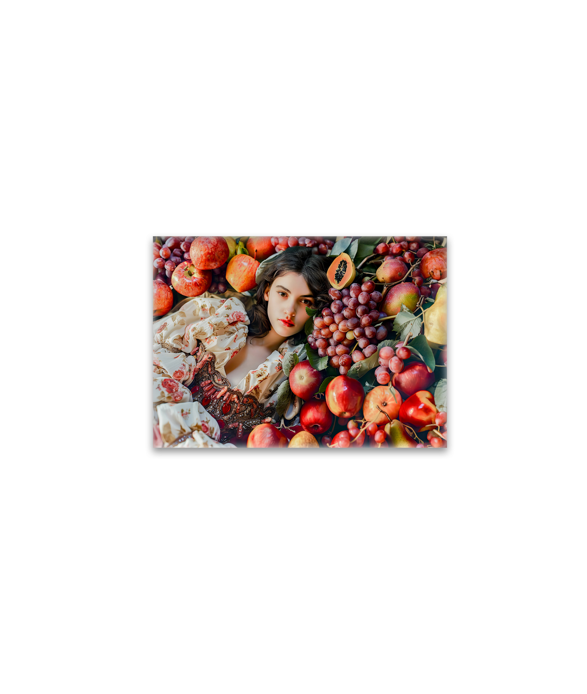 raxxa Glas-Magnet: Woman with apples and grapes