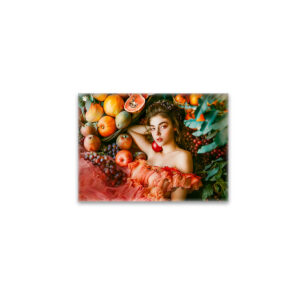 raxxa Glas-Magnet: Woman with fruits and flowers portrait style