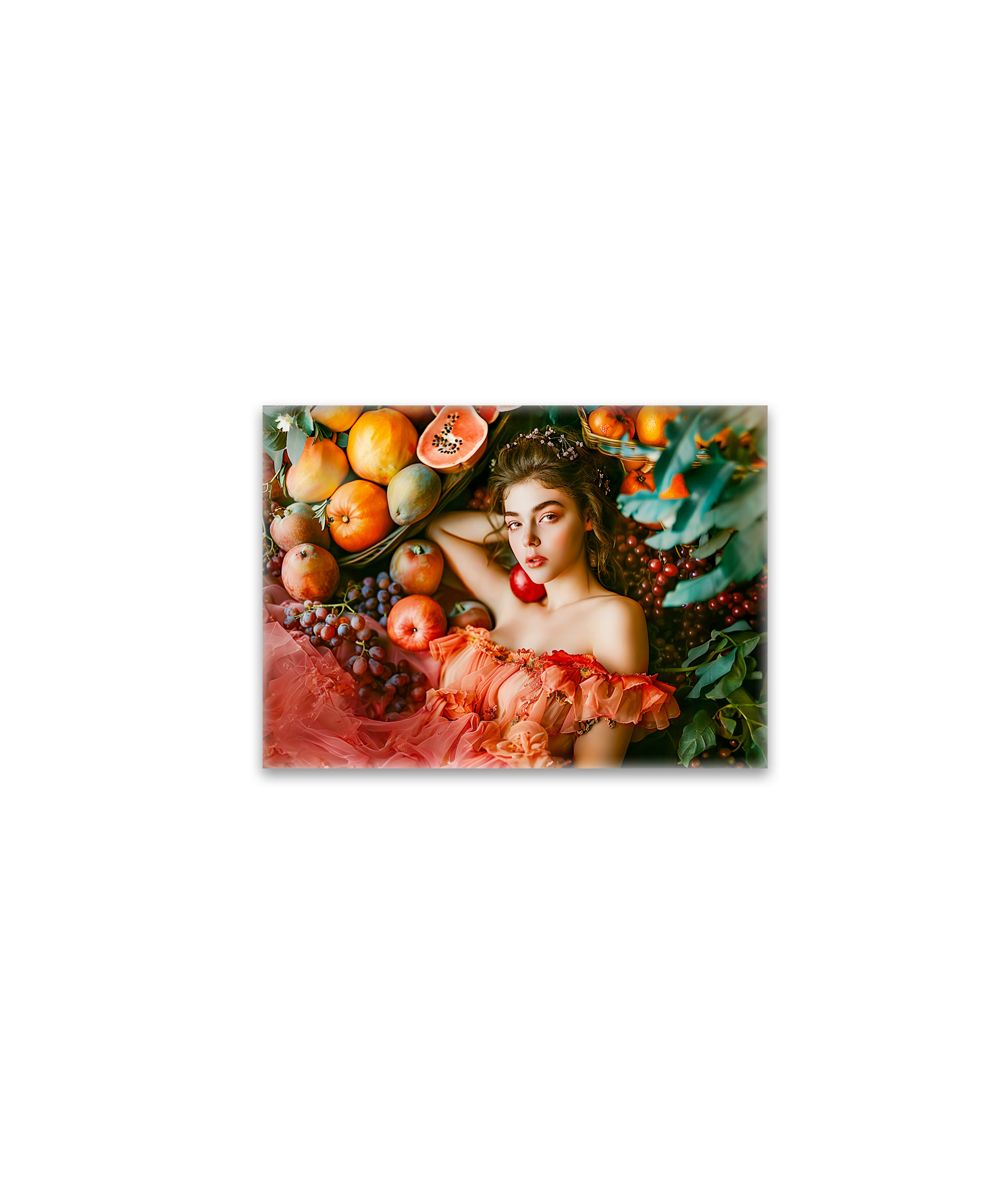 raxxa Glas-Magnet: Woman with fruits and flowers portrait style