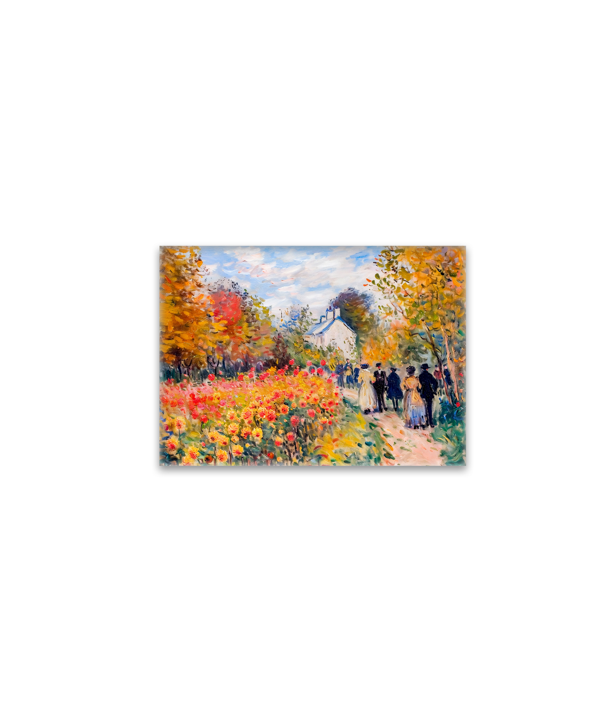 raxxa Glas-Magnet: Group walking in autumn garden with flowers