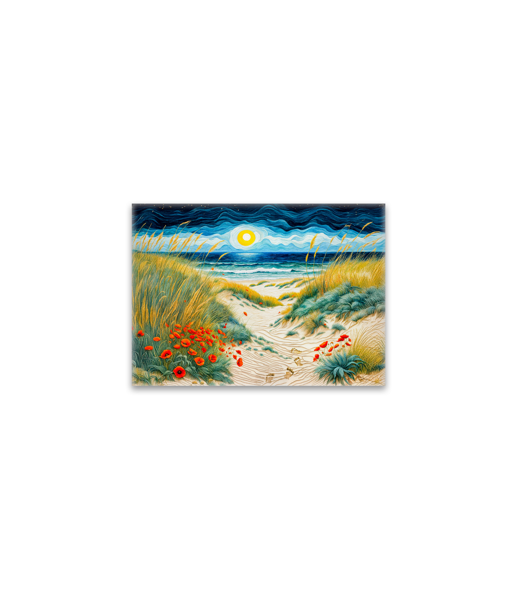 raxxa Glas-Magnet: Coastal Sand Dunes with Poppies and Footprints
