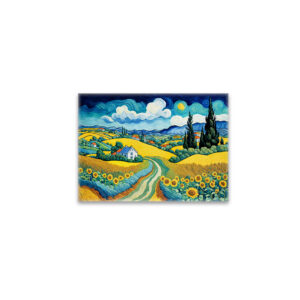 raxxa Glas-Magnet: Scenic Country Path Through Sunflower Fields