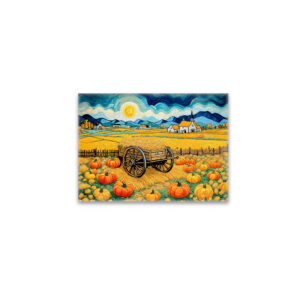raxxa Glas-Magnet: Pumpkin Field Harvest with Hay Wagon