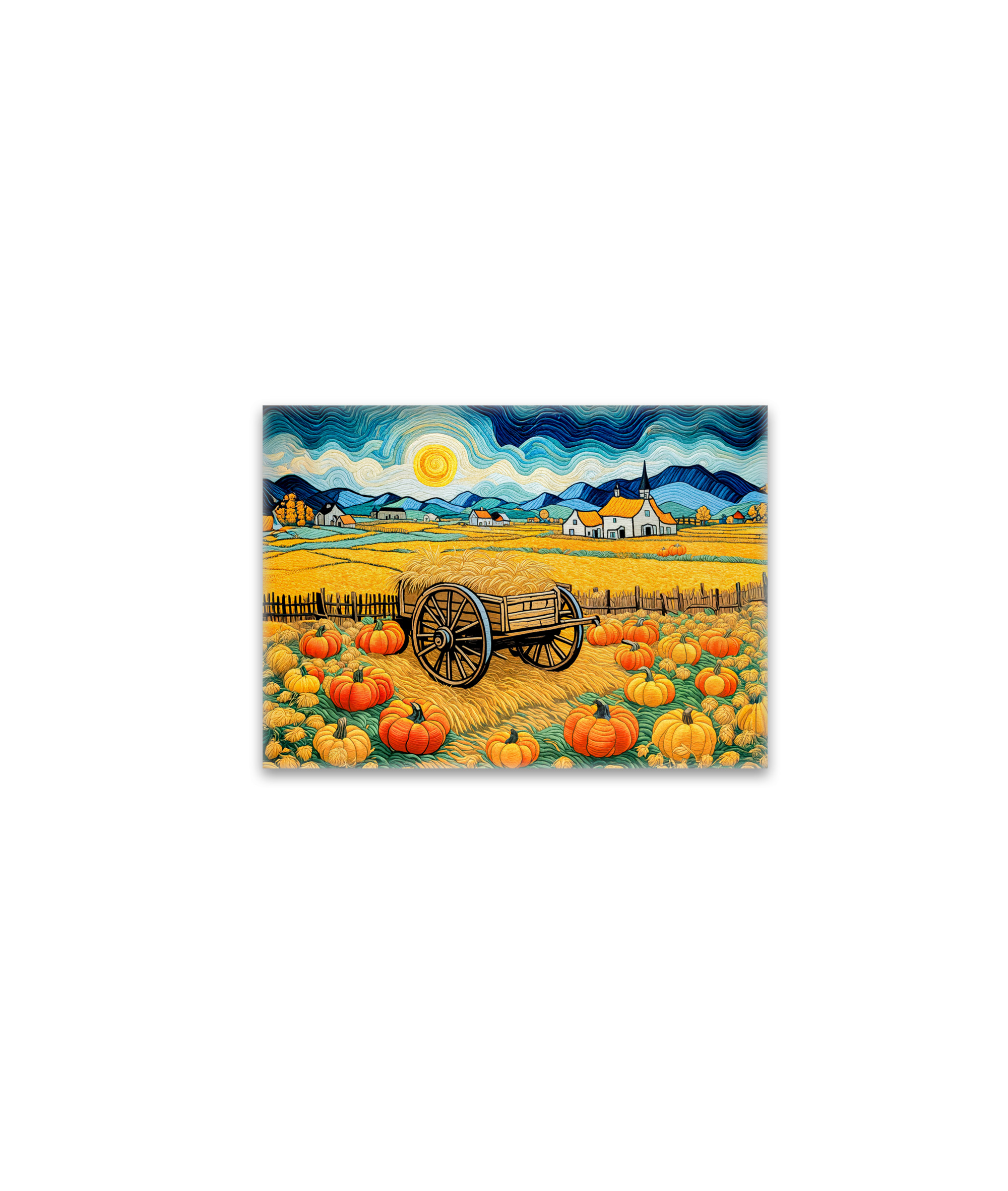 raxxa Glas-Magnet: Pumpkin Field Harvest with Hay Wagon
