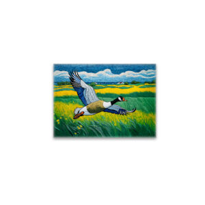 raxxa Glas-Magnet: Wild Goose Flying Over Blooming Meadow