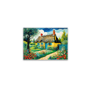 raxxa Glas-Magnet: Charming Thatched Cottage with Lush Garden