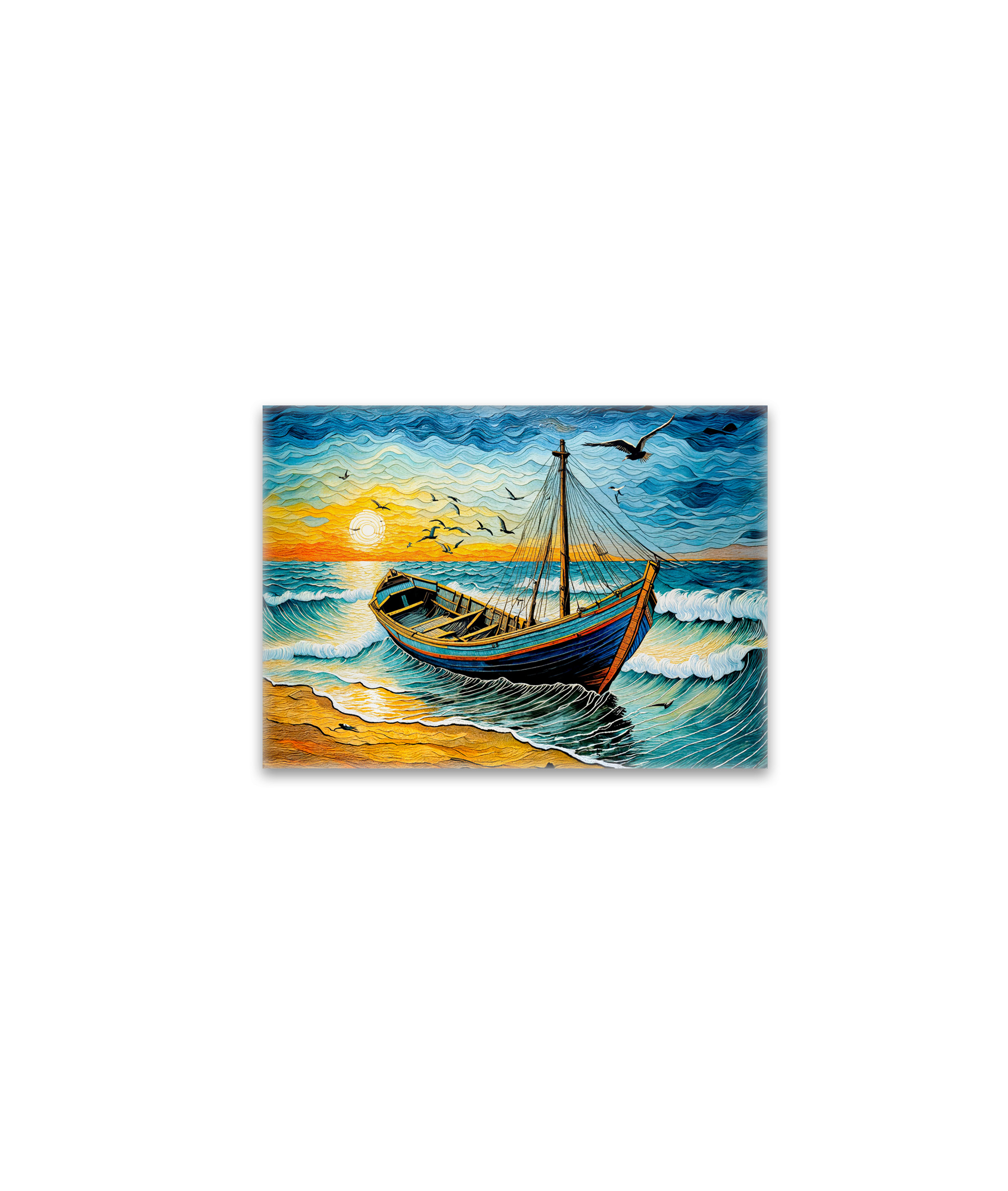 raxxa Glas-Magnet: Boat on Calm Waters at Sunset