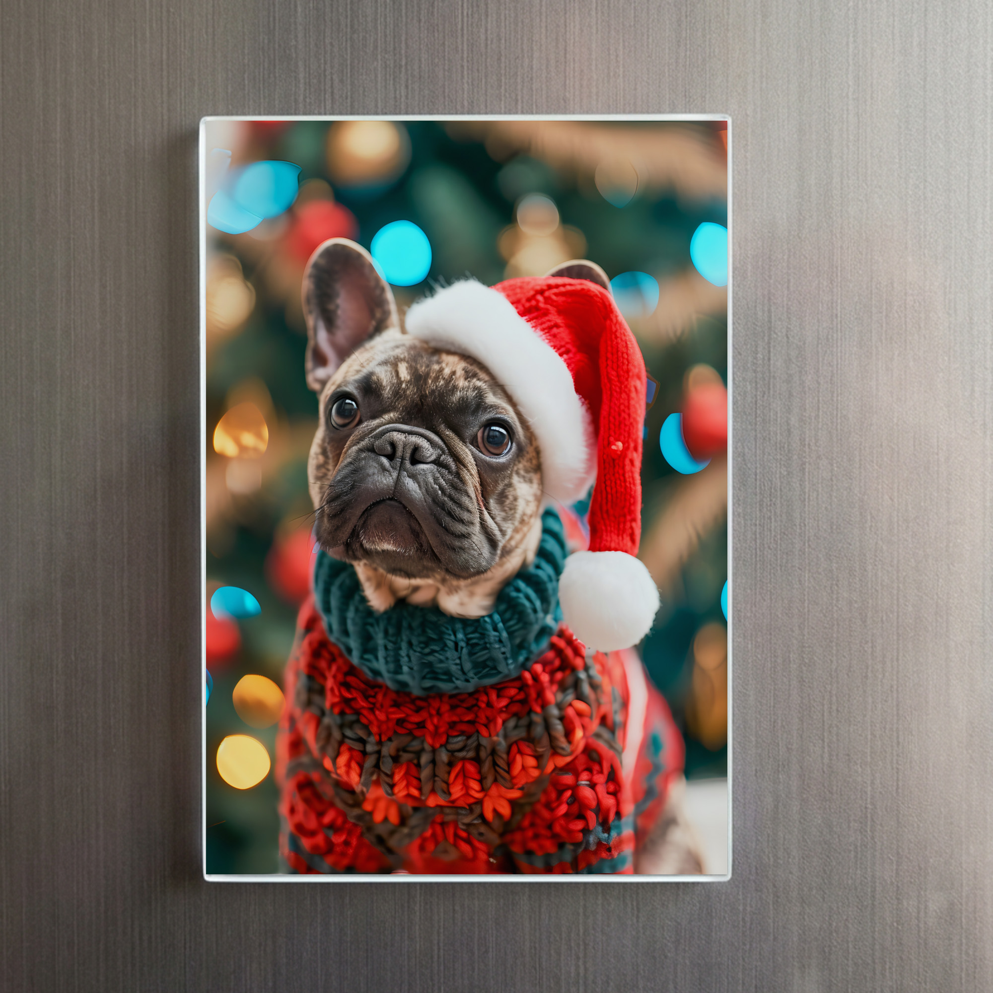 raxxa Glas-Magnet: French Bulldog in Knitted Dog Attire – Image 2