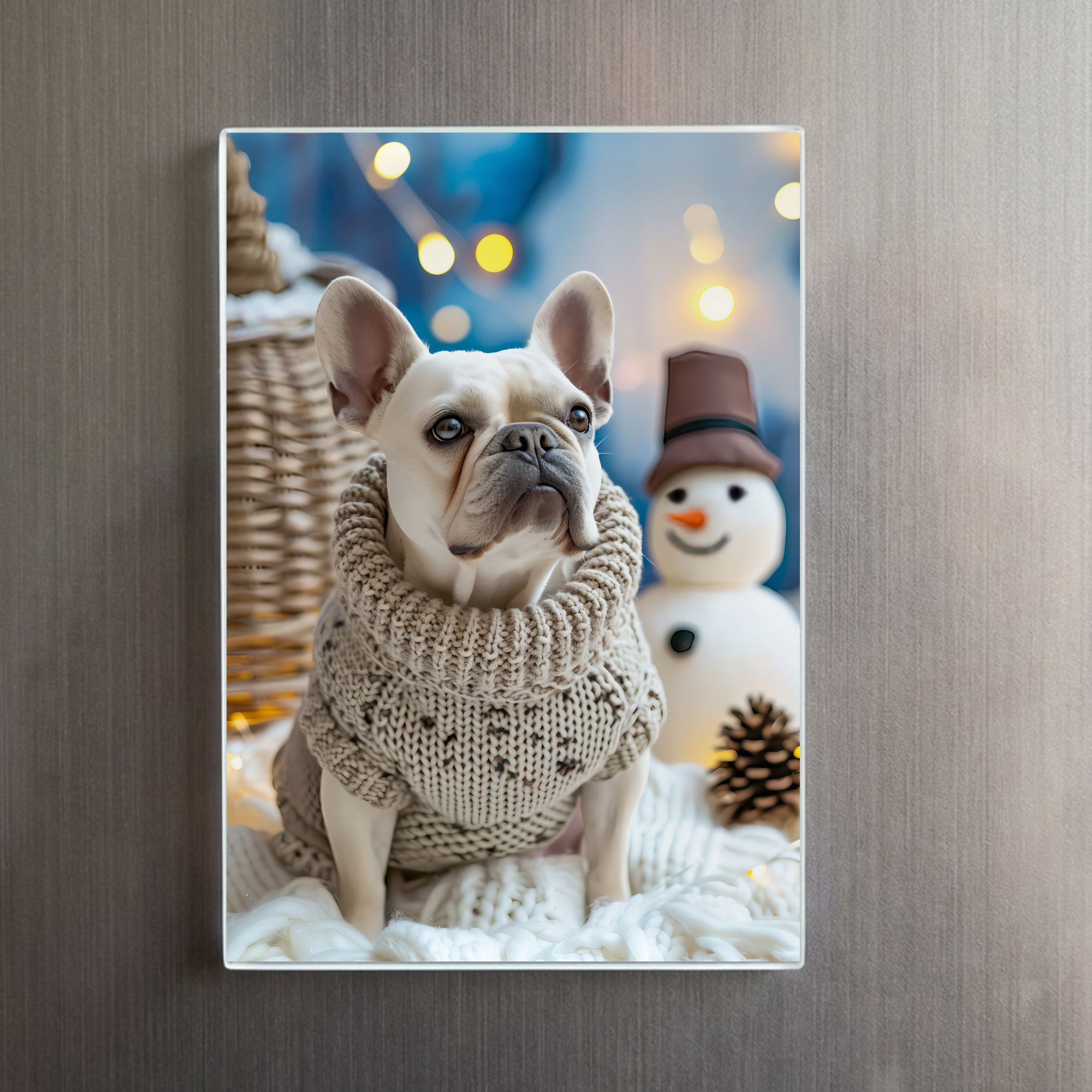 raxxa Glas-Magnet: French Bulldog in Knitted Dog Attire 2 – Bild 2