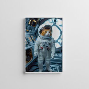 raxxa Glas-Magnet: Scottish Fold cat inside space capsule