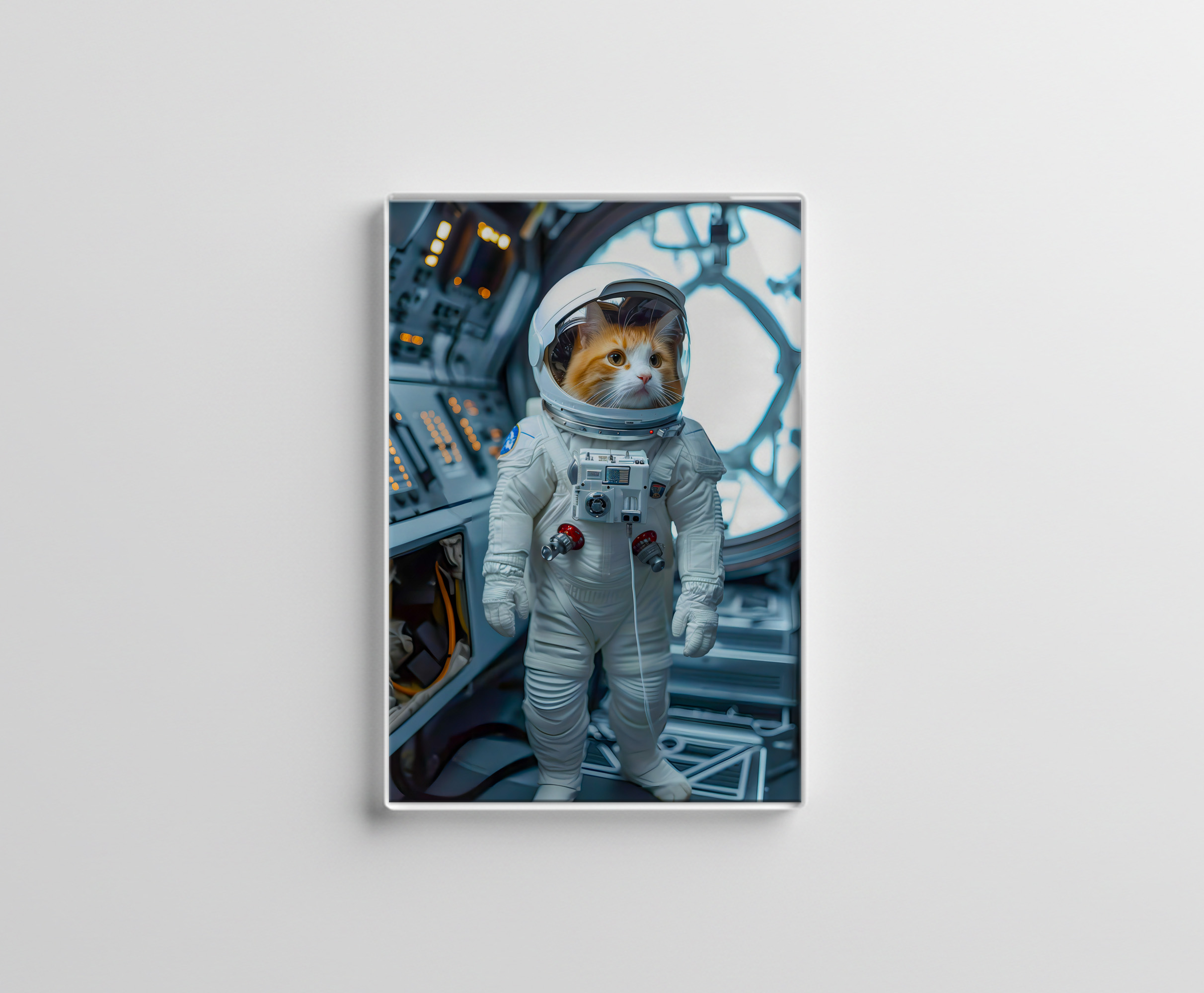 raxxa Glas-Magnet: Scottish Fold cat inside space capsule