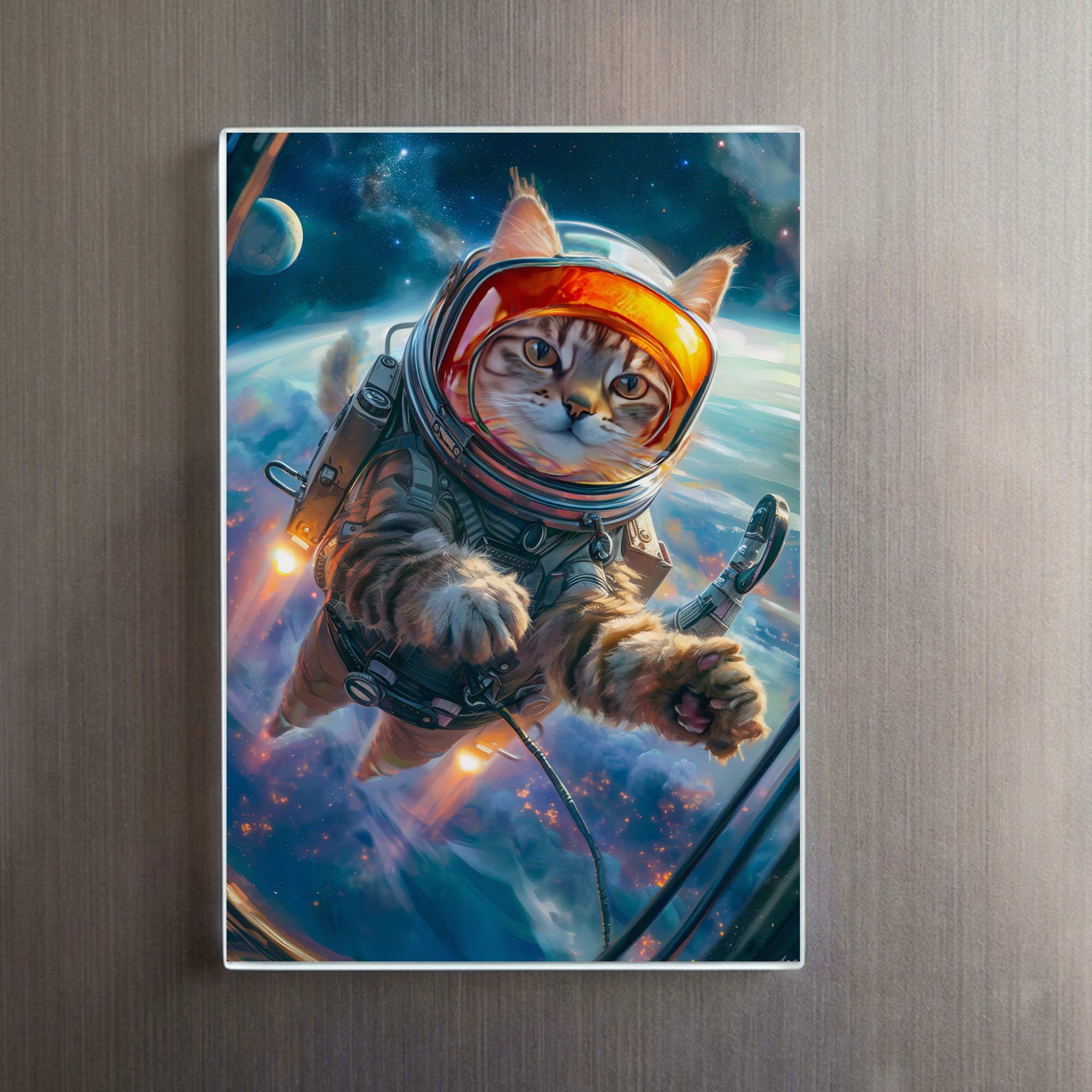 raxxa Glas-Magnet: Cosmic Cat Adventurer Drifting Weightlessly Among Distant Planets – Image 2